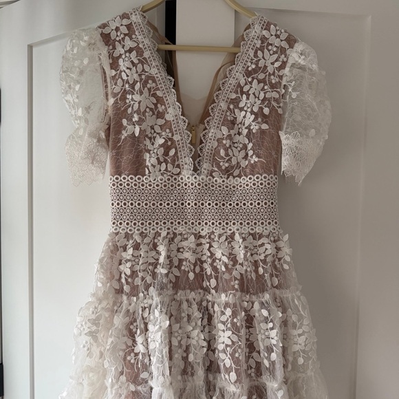 Bronx and Banco Dresses & Skirts - Bronx and Banco White and Brown Lace Dress